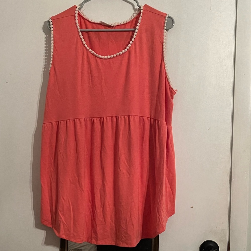 Boutique coral babydoll tank top
